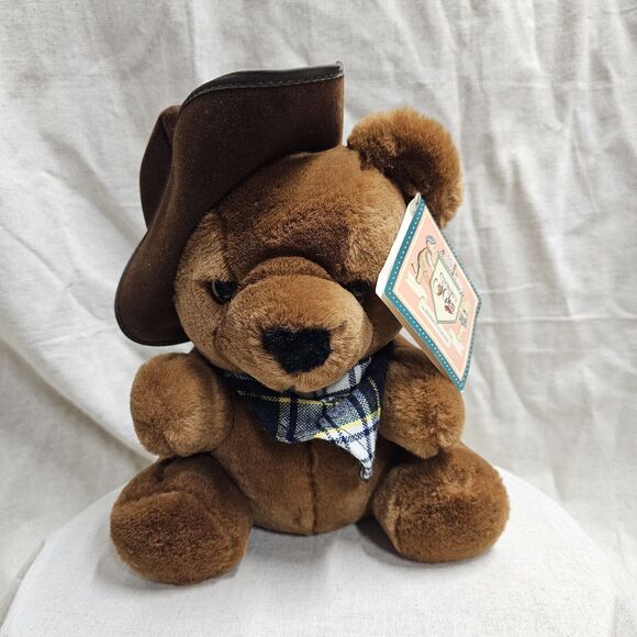 Vintage Stewart's Glen Shane Cowboy Brown Teddy Bear Stuffed Animal Plush 10" - Picture 1 of 9